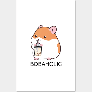 Squishy Bobaholic Hamster Loves Boba Posters and Art